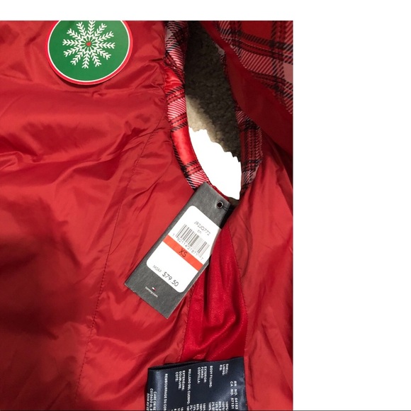 Tommy Hilfiger red plaid tufted quilted‎ fitted puffy puffer vest size XS new - Picture 11 of 13